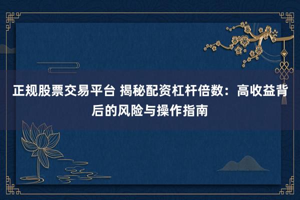正规股票交易平台 揭秘配资杠杆倍数：高收益背后的风险与操作指南