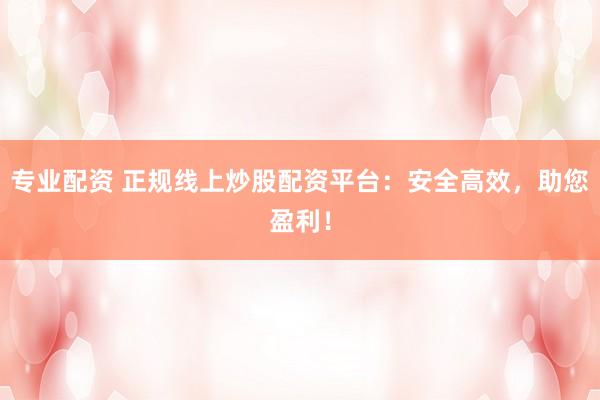 专业配资 正规线上炒股配资平台：安全高效，助您盈利！