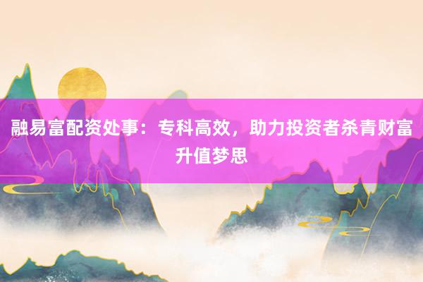 融易富配资处事：专科高效，助力投资者杀青财富升值梦思