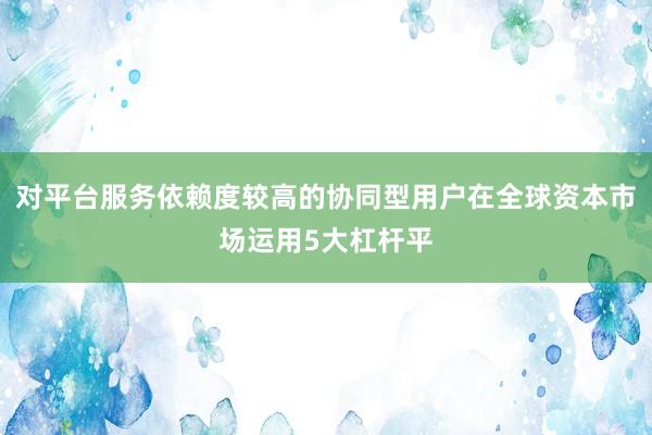 对平台服务依赖度较高的协同型用户在全球资本市场运用5大杠杆平