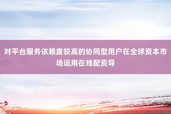对平台服务依赖度较高的协同型用户在全球资本市场运用在线配资导
