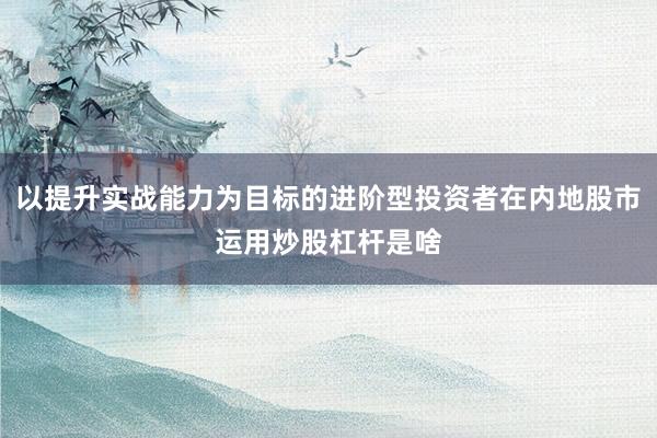 以提升实战能力为目标的进阶型投资者在内地股市运用炒股杠杆是啥