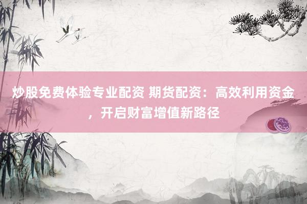 炒股免费体验专业配资 期货配资：高效利用资金，开启财富增值新路径