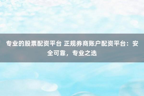 专业的股票配资平台 正规券商账户配资平台：安全可靠，专业之选