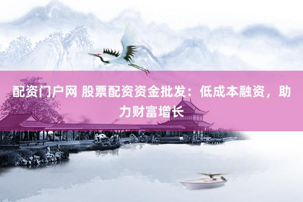 配资门户网 股票配资资金批发：低成本融资，助力财富增长